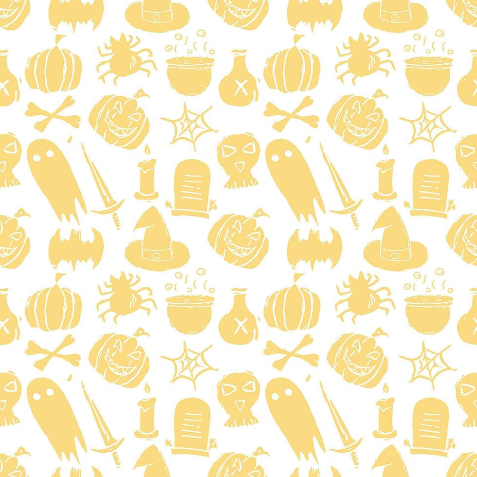 Seamless Halloween pattern. Doodle Halloween background vector