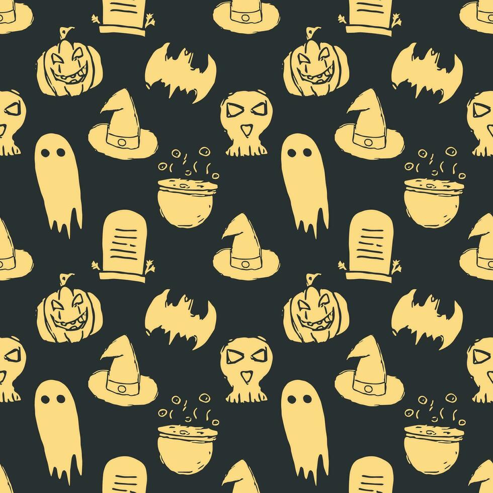 Seamless Halloween pattern. Doodle Halloween background vector