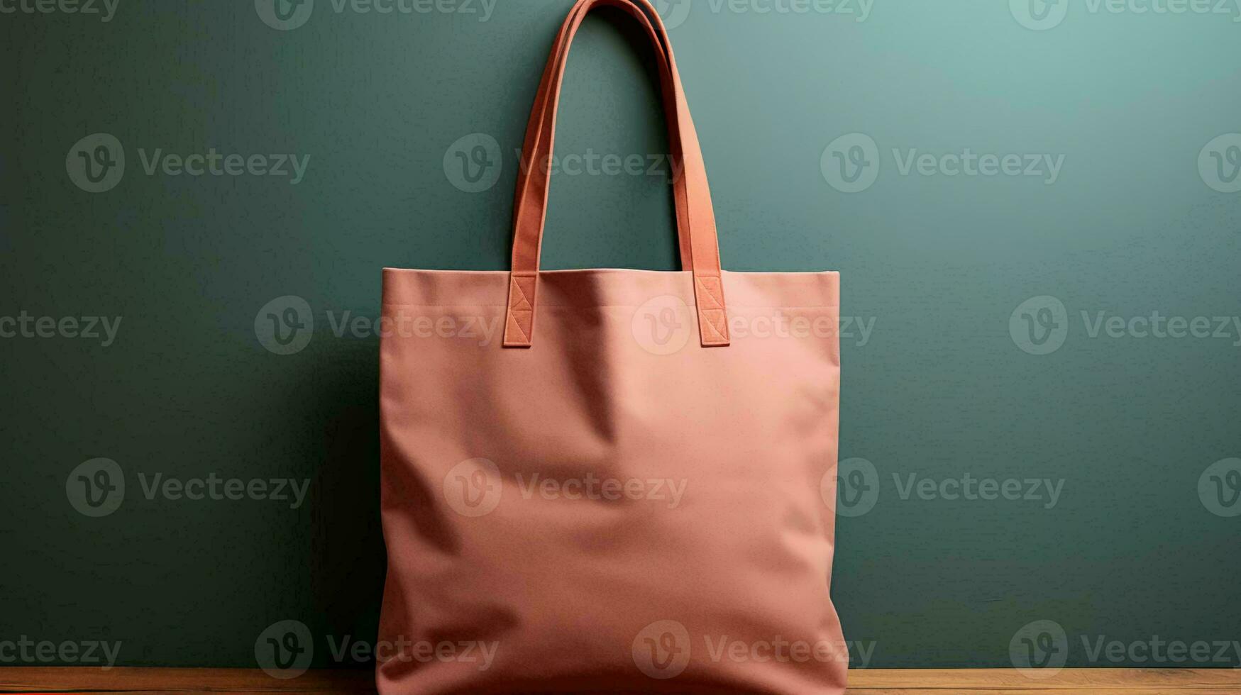 Simple fabric bag eco-friendly on wall background photo