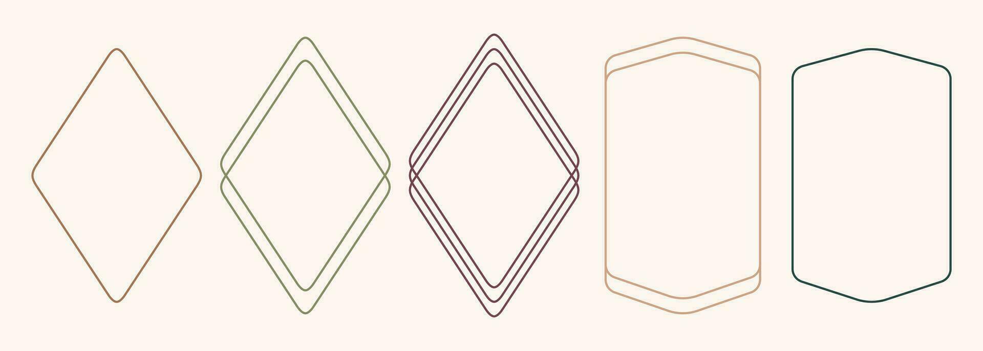 Modern minimalist aesthetic line arch frames in trendy boho style. Modern Y2K vector design outline geometric form for banner, social media, poster. Shape Islamic door silhouette Arabic border.