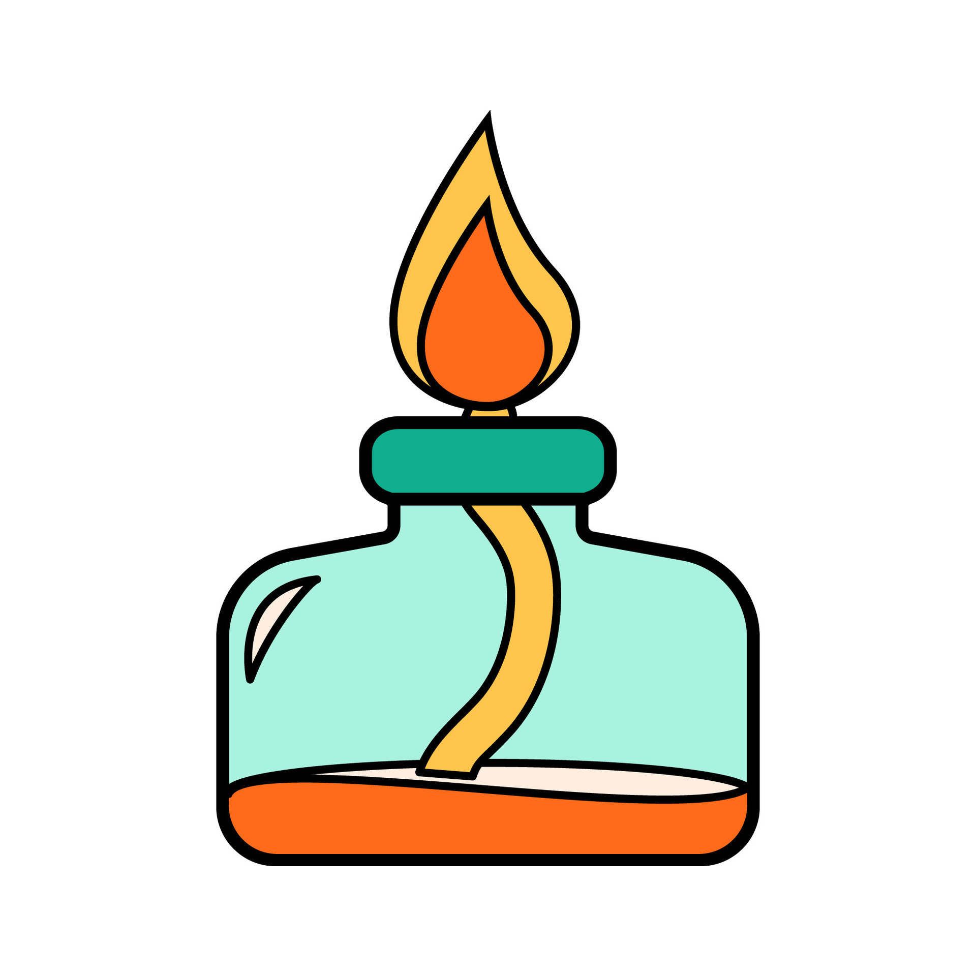 Science school alcohol or spirit burner icon. Chemistry and biology education laboratory cartoon