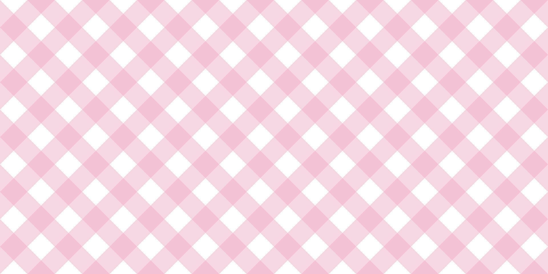 Gingham diagonal seamless pattern in pink pastel color. Vichy plaid design for Easter holiday textile decorative. Vector checkered pattern for fabric - picnic blanket, tablecloth, dress, napkin.