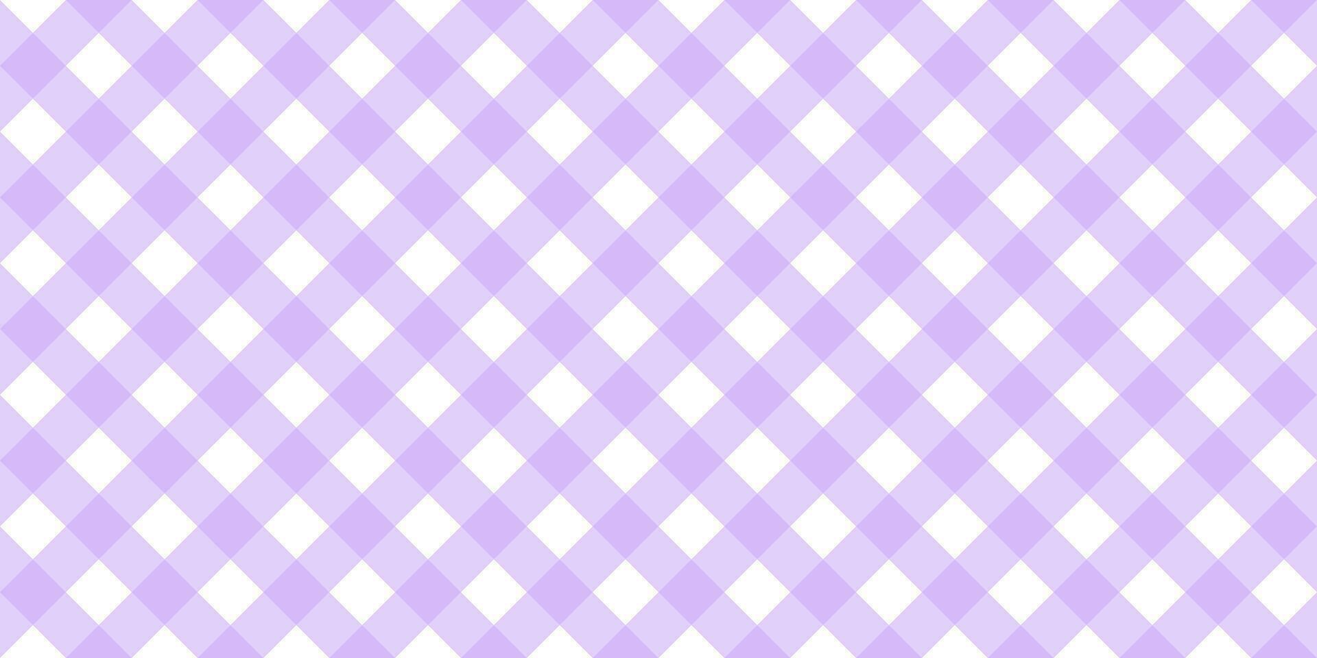 Gingham diagonal seamless pattern in purple pastel color. Vichy plaid design for Easter holiday textile decorative. Vector checkered pattern for fabric - picnic blanket, tablecloth, dress, napkin.