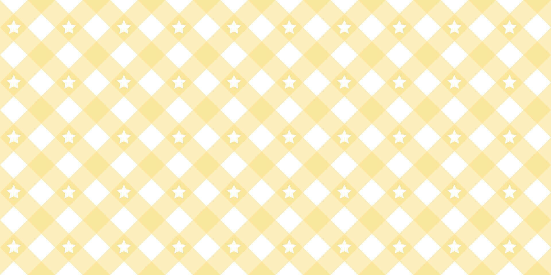 guingán estrella diagonal sin costura modelo en amarillo pastel color. vichy tartán diseño para Pascua de Resurrección fiesta textil decorativo. vector a cuadros modelo para tela - frazada, Manteles, vestido, servilleta.