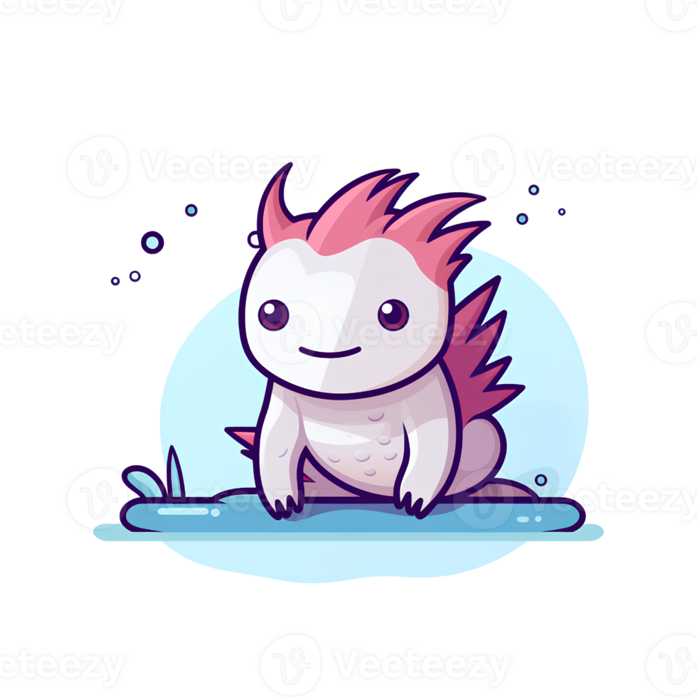 axolotl cartoon ai generative png