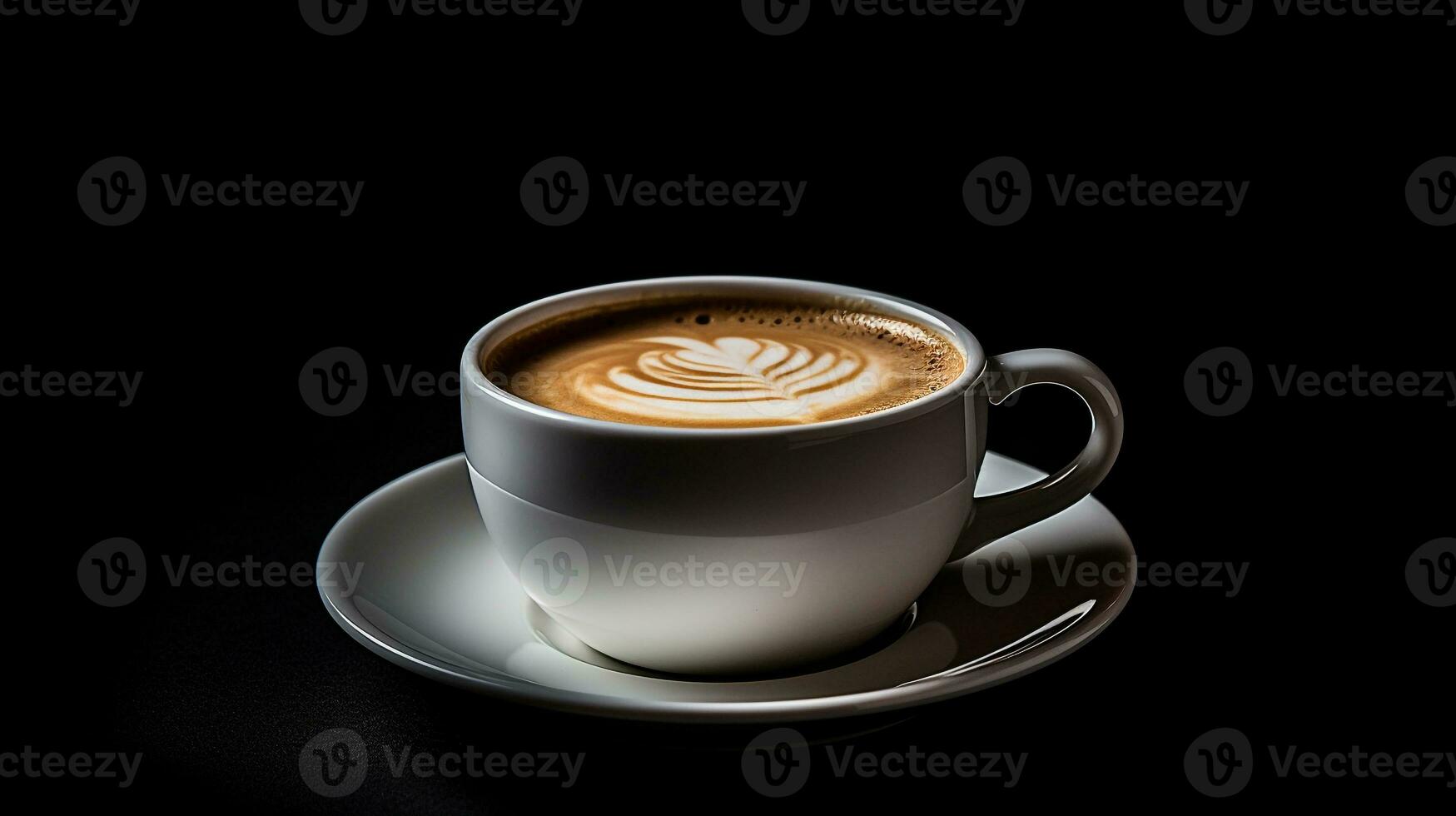 photo of a cup of coffee isolated on black background