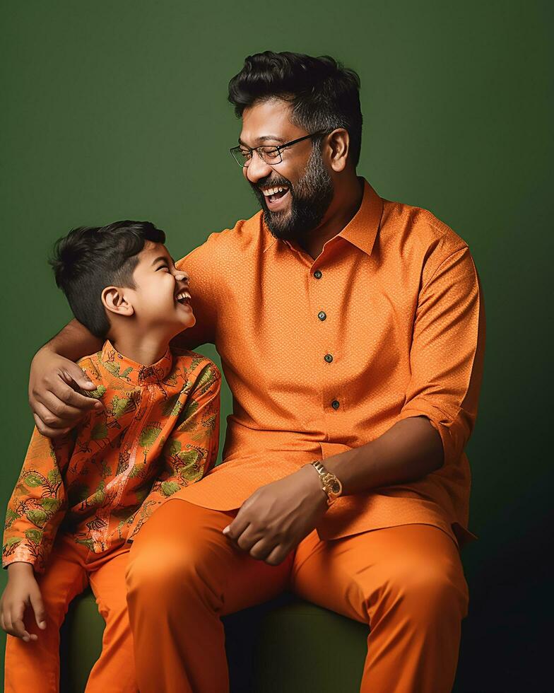 asian father and son AI generated photo