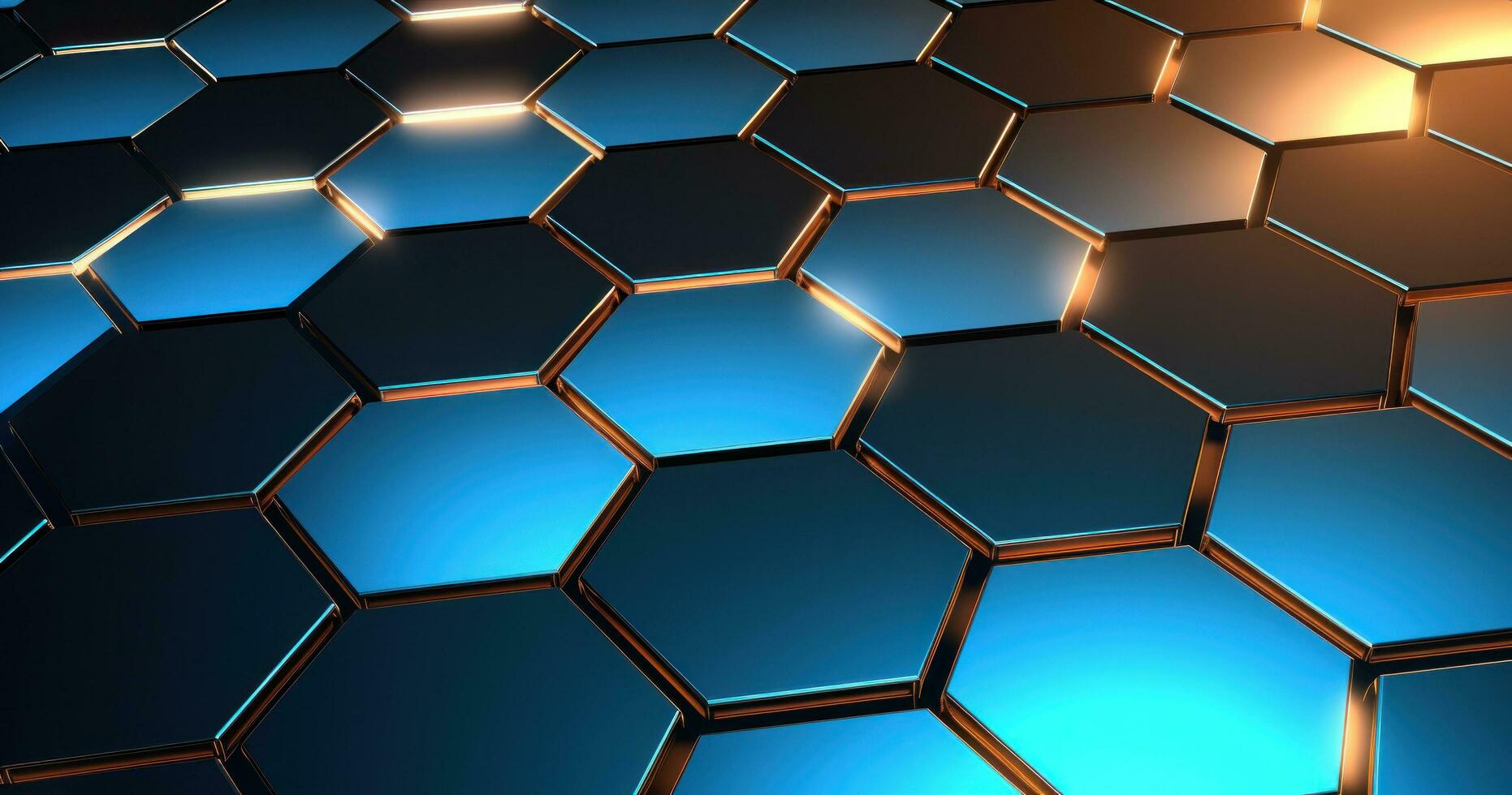 An abstract hexagon background in blue with silver lighting photo