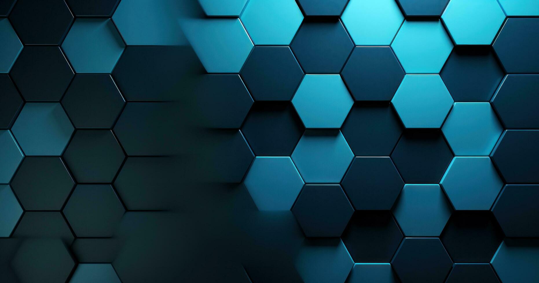 An abstract hexagon background in blue with silver lighting photo