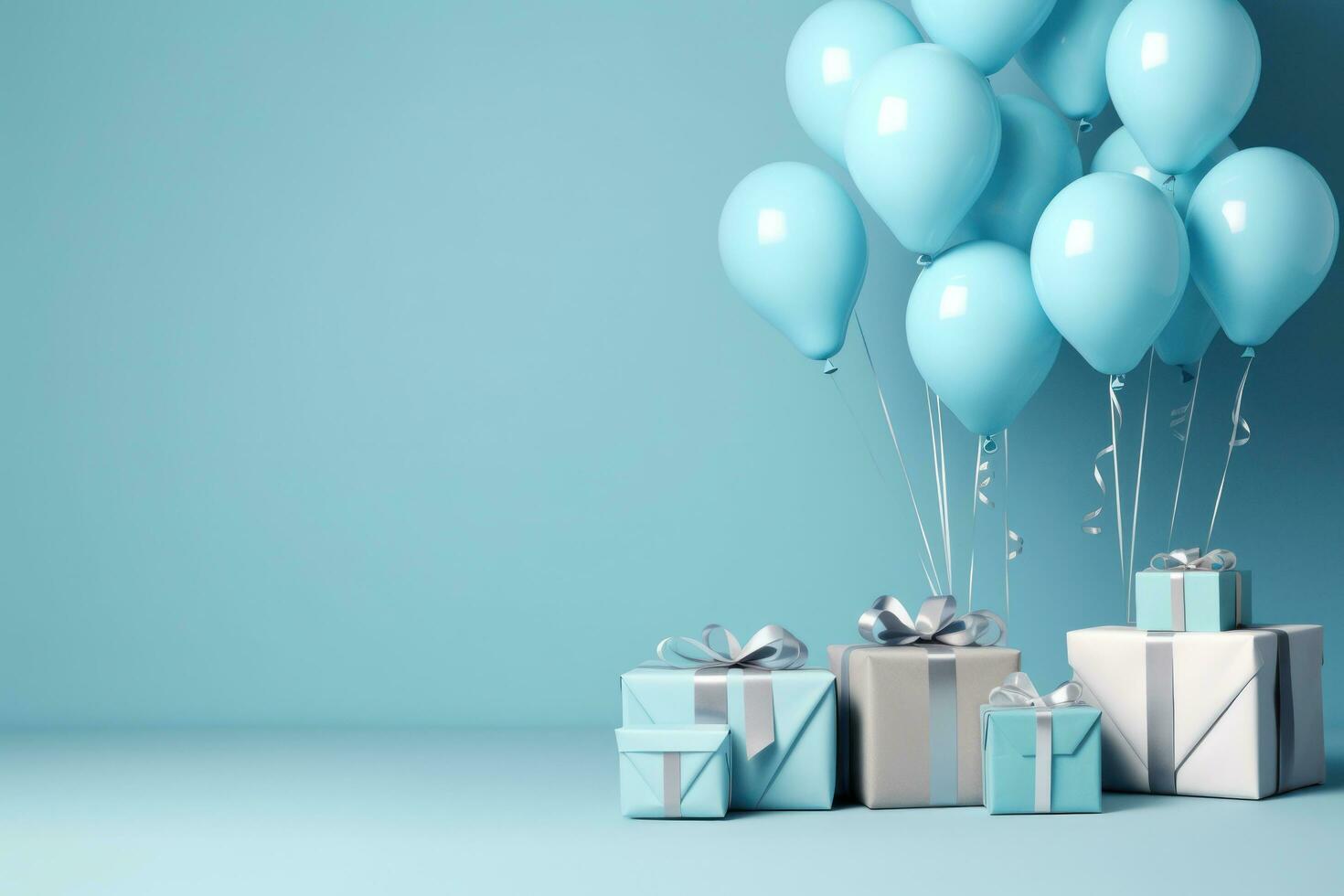 Birthday balloons with gift box photo