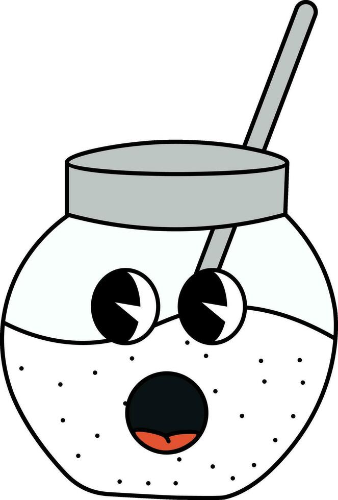 Funny groovy retro clipart sugar bowl vector