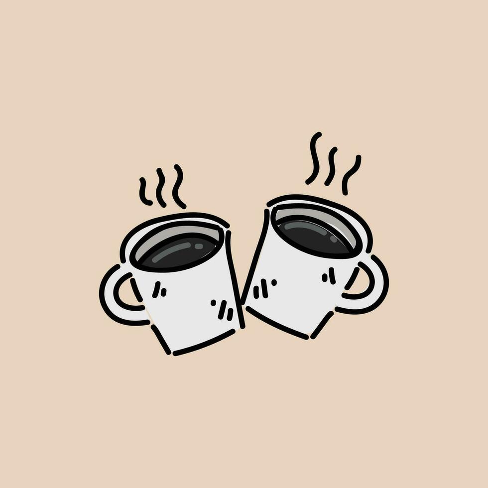 2 cups of coffee clipart illustration design vector