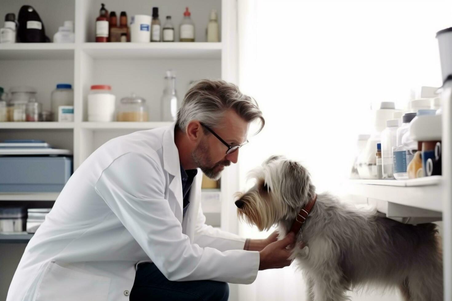 veterinarians treat sick dogs ai generated photo