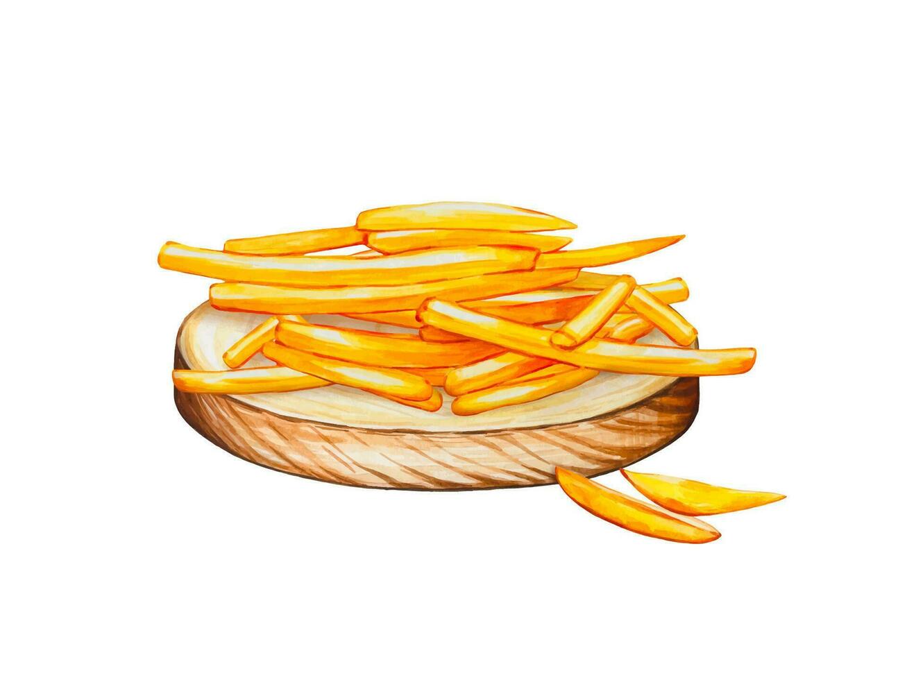 francés papas fritas comida acuarela ilustración vector