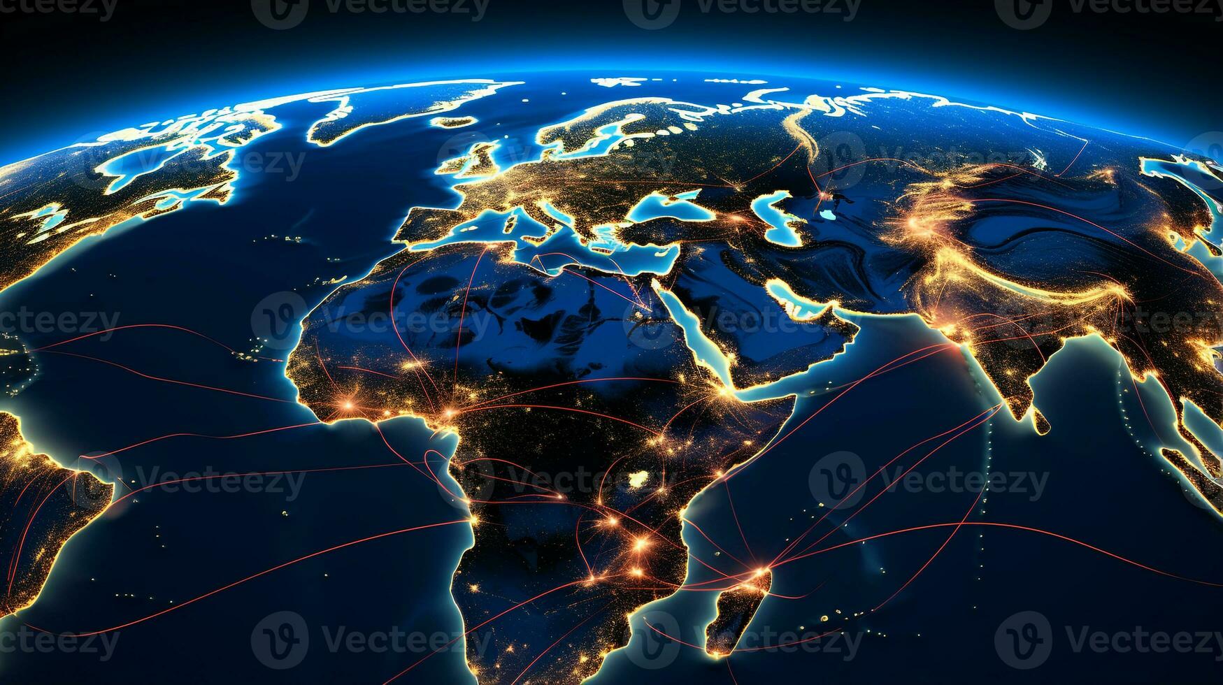 International flight routes above earth photo