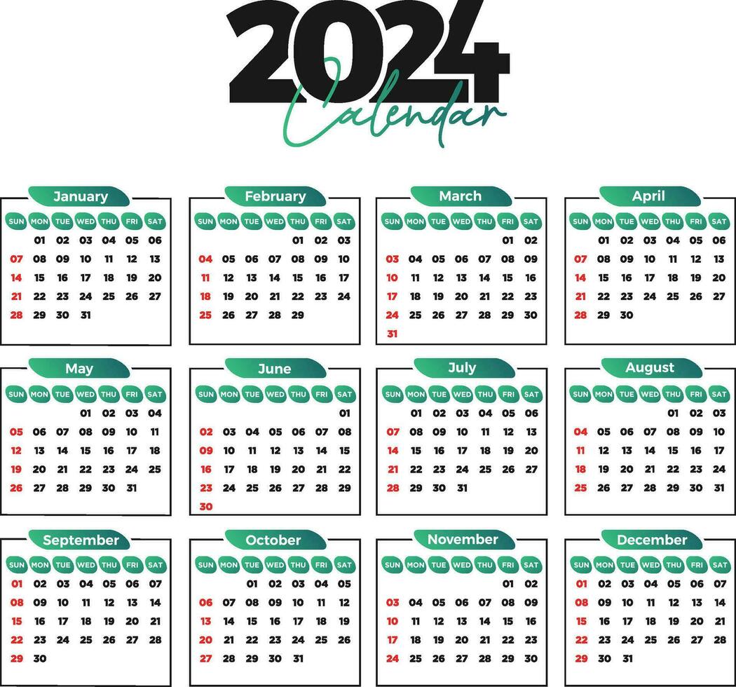 2024 Calendar editable template Free Vector