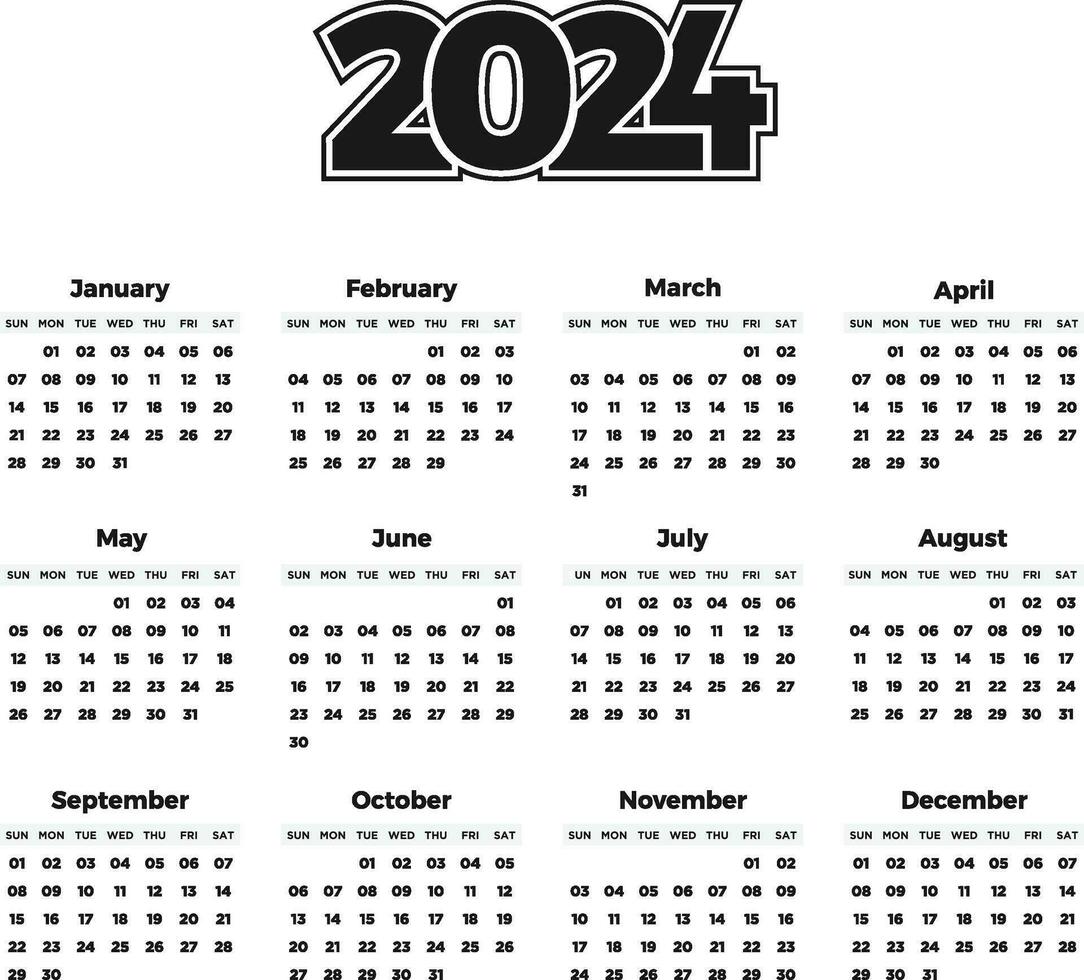 2024 calendario editable modelo gratis vector