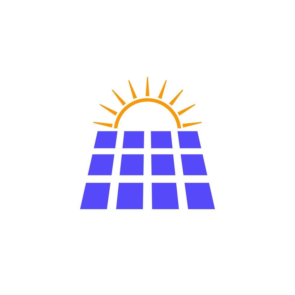 solar energy icon with panel and sun vector