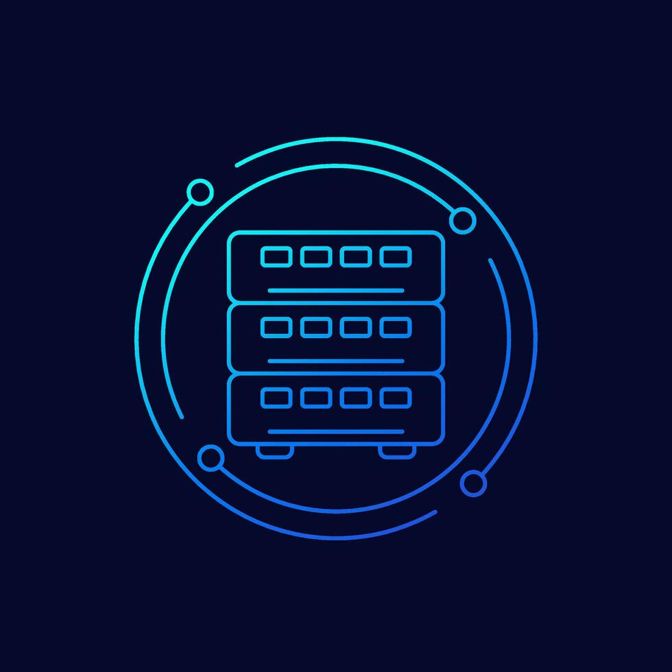 cryptocurrency miner icon, linear design vector