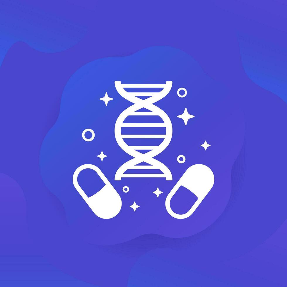 pills icon with dna symbol, vector