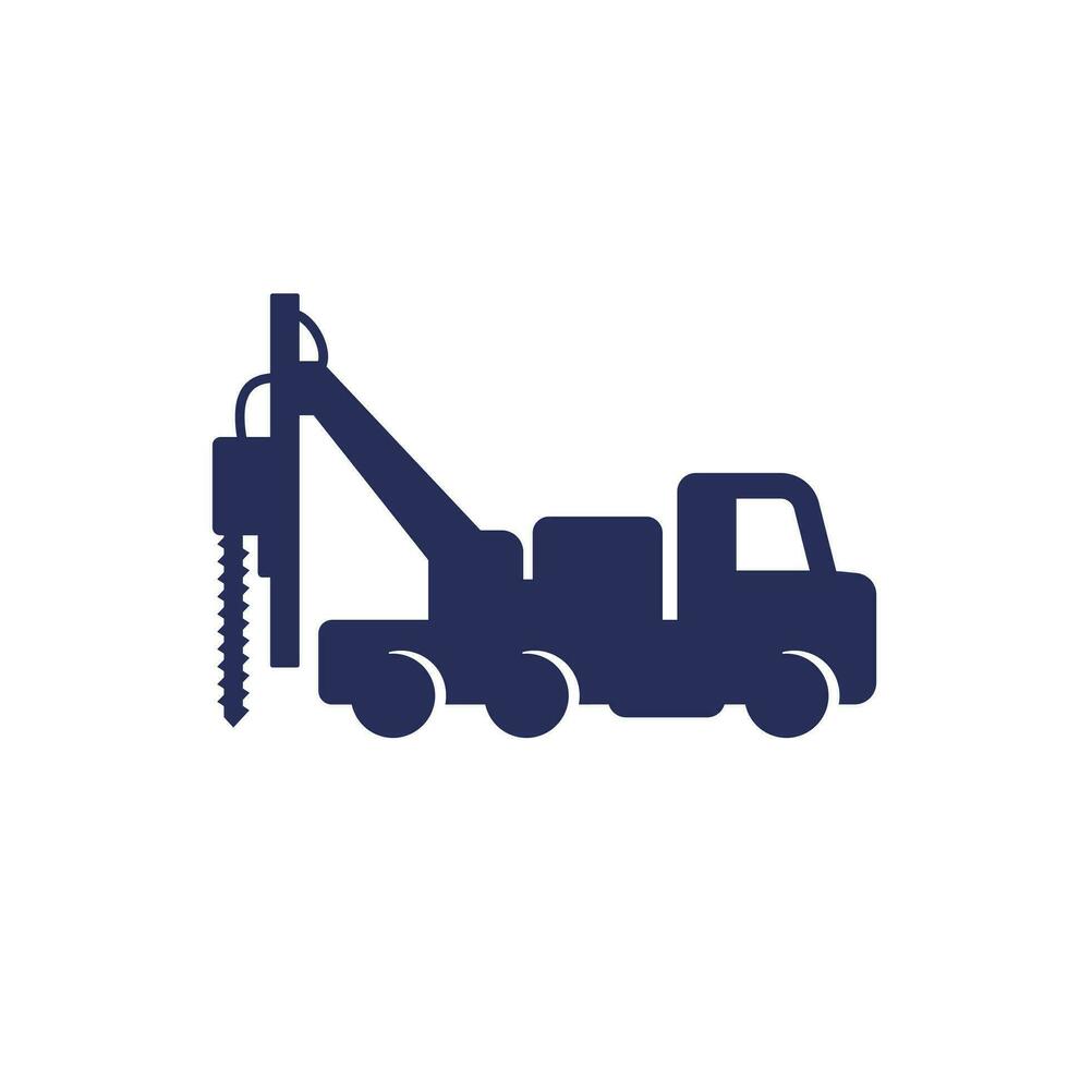 drill truck icon on white vector