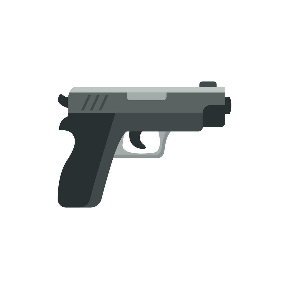 Pistol gun icon in flat style. Firearm symbol vector illustration on isolated background. Rifle ammo sign business concept.