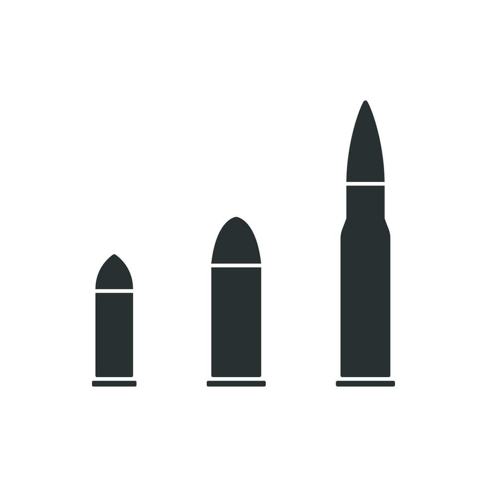 Cartridges icon in flat style. Bullet ammunition symbol vector illustration on isolated background. Ammo sign business concept.