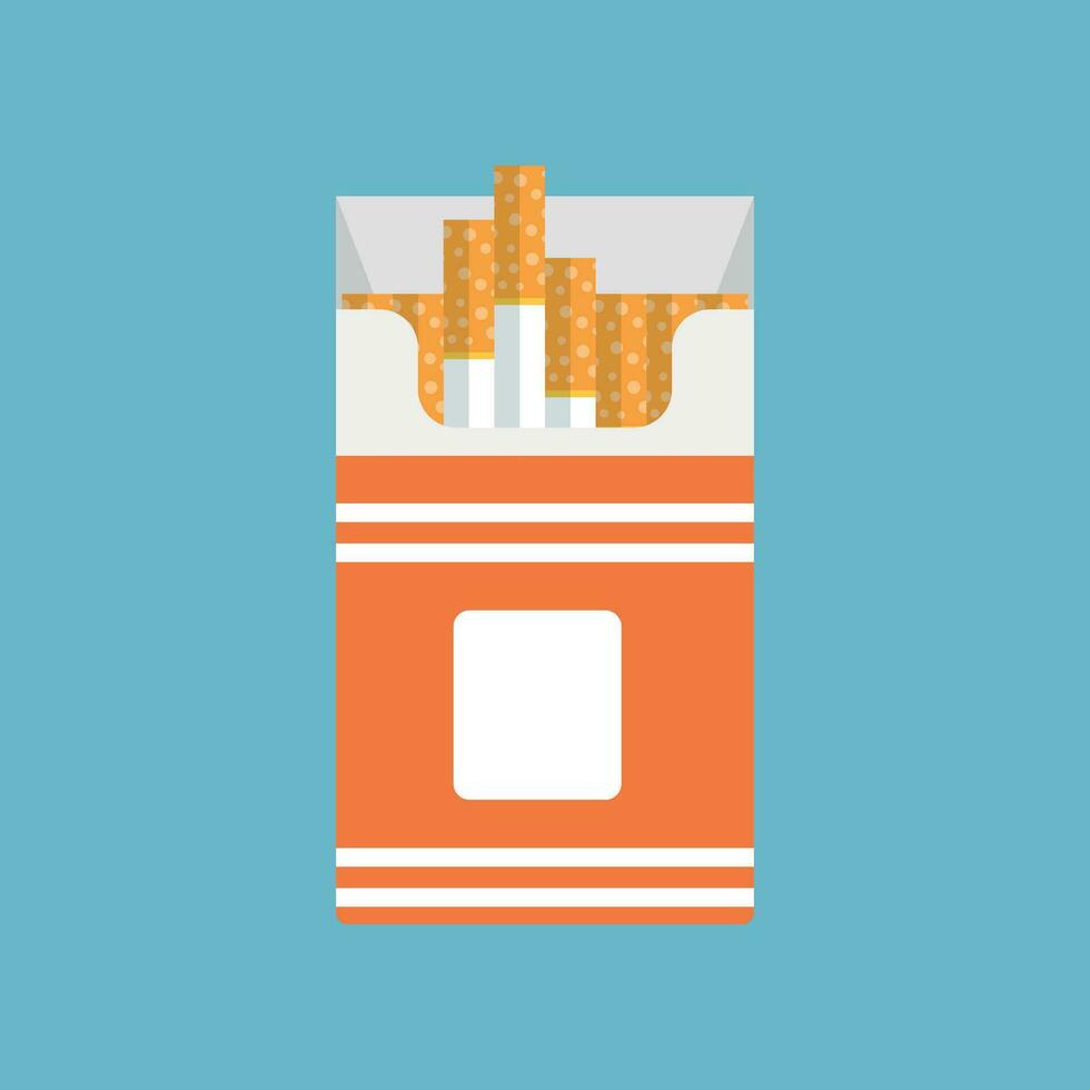 Packet of cigarettes icon in flat style. Smoking vector illustration on isolated background. Tobacco box sign business concept.