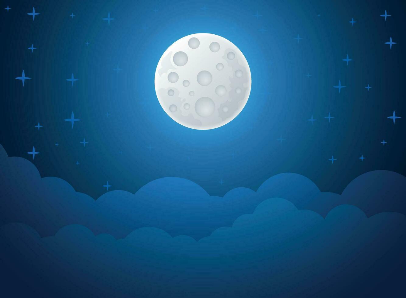 Full moon night icon in flat style. Lunar landscape vector illustration on isolated background. Astrology sign business concept.