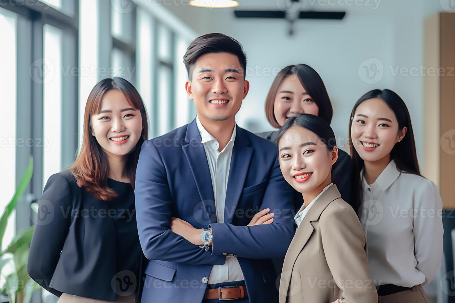 asiático joven oficina trabajador ai generado foto