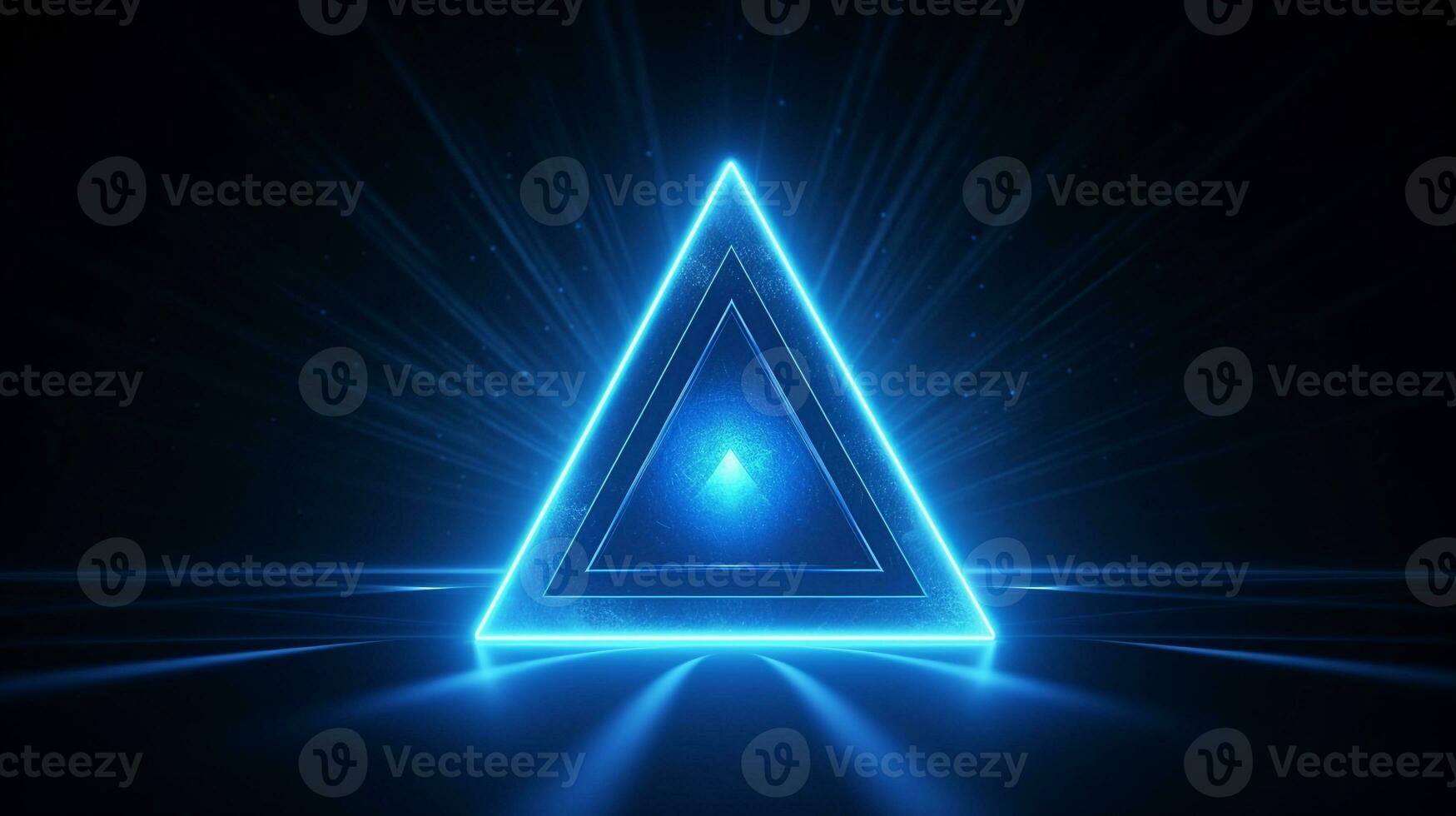 Cool blue geometric triangular figure background with a yellow neon laser light photo