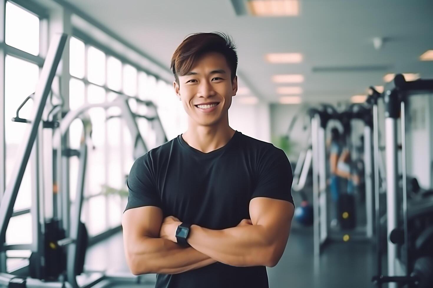 gym boy, exercise in gym photo