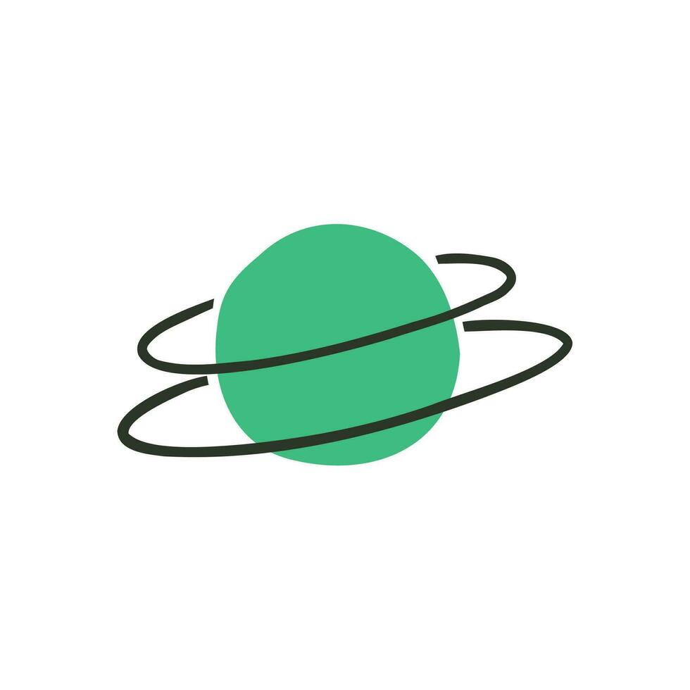 Cute planet drawn in flat style. Space, solar system. Hand drawn vector illustration.