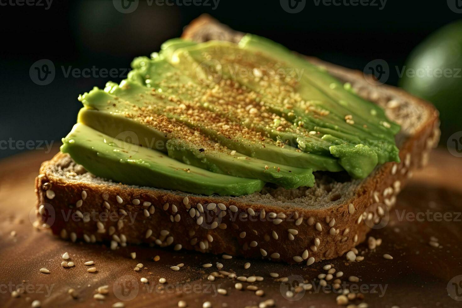 rebanado aguacate brindis con sésamo semillas en eso generativo ai foto