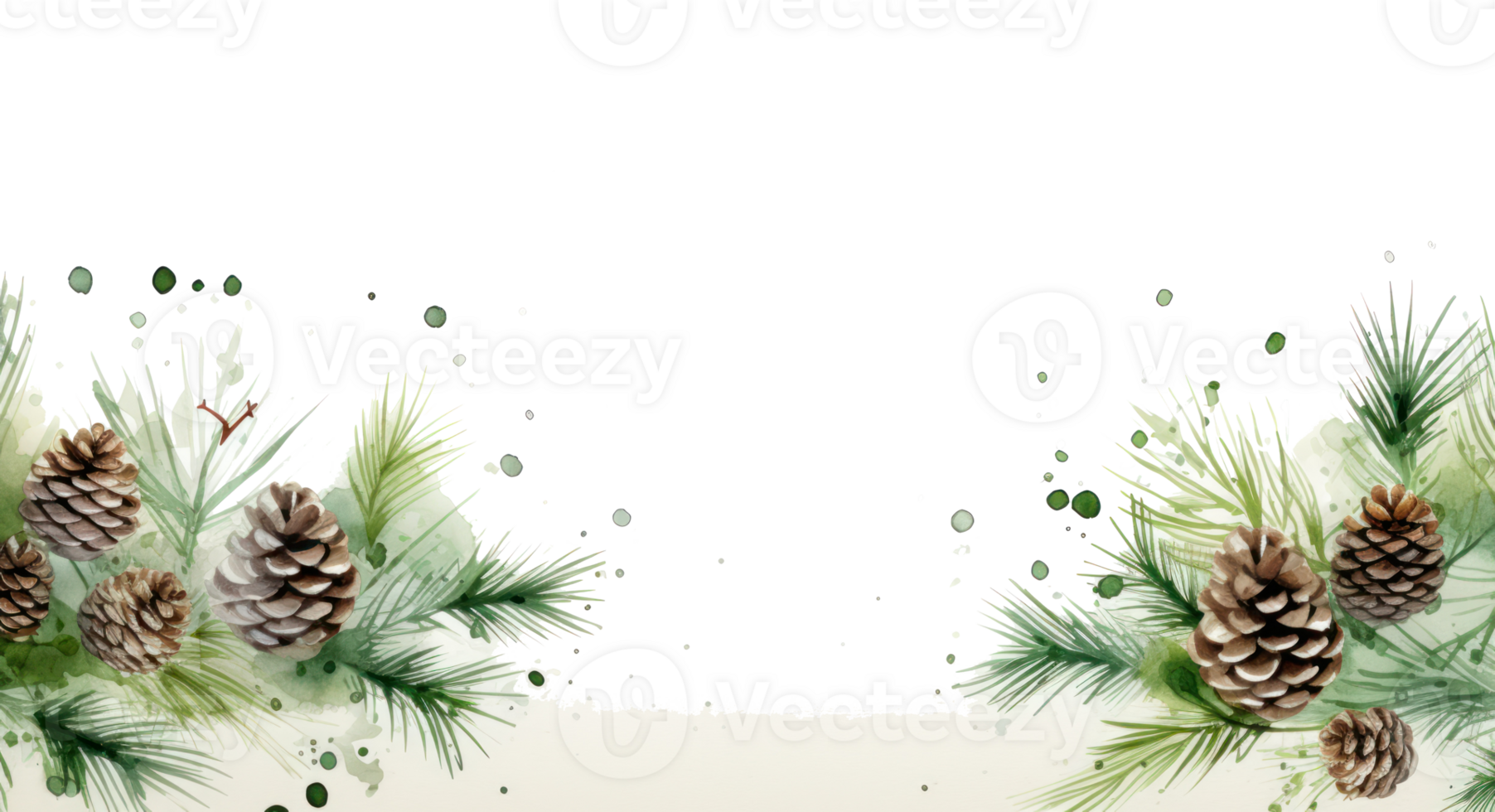 Watercolor wreath with snowflakes png