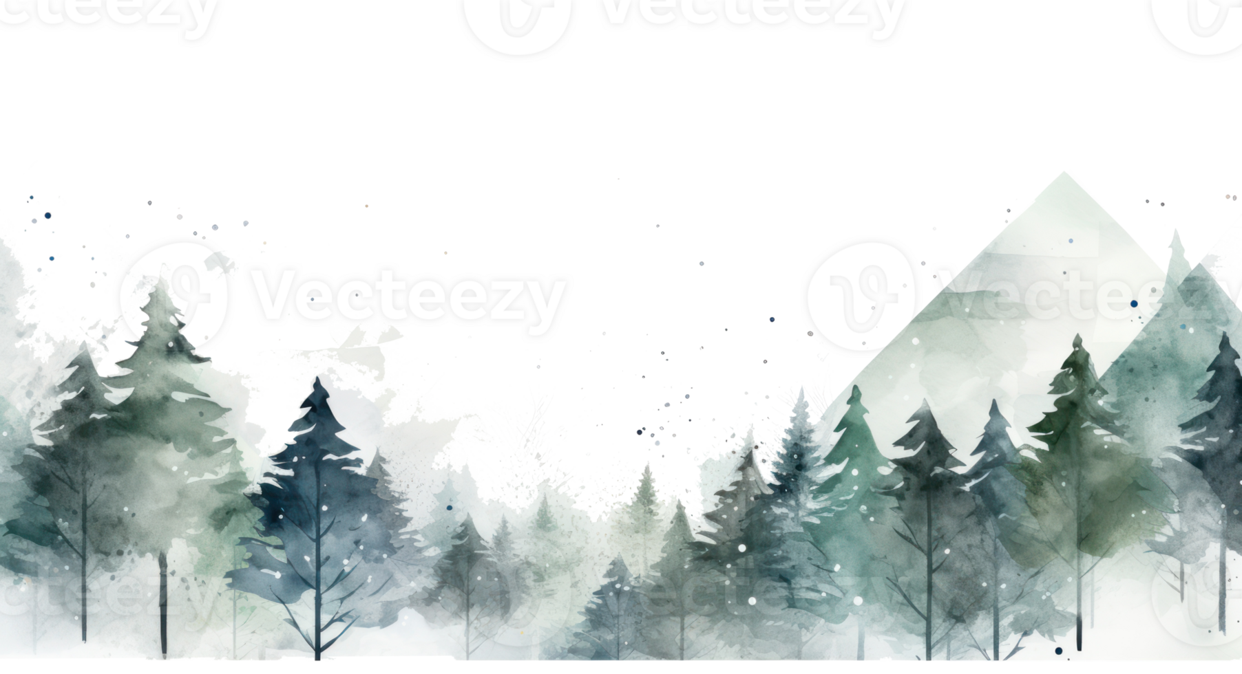 Snowy winter forest greeting card design for christmas png