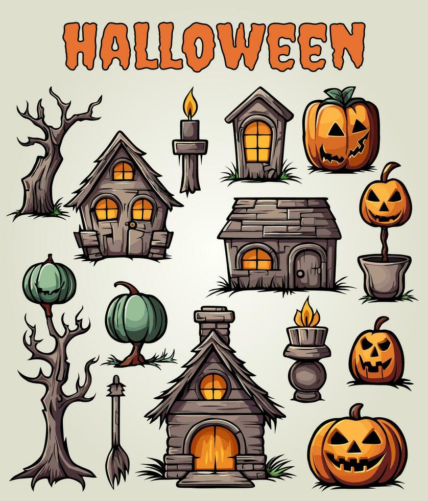 Halloween Collection Spooky Vector Illustrations 5