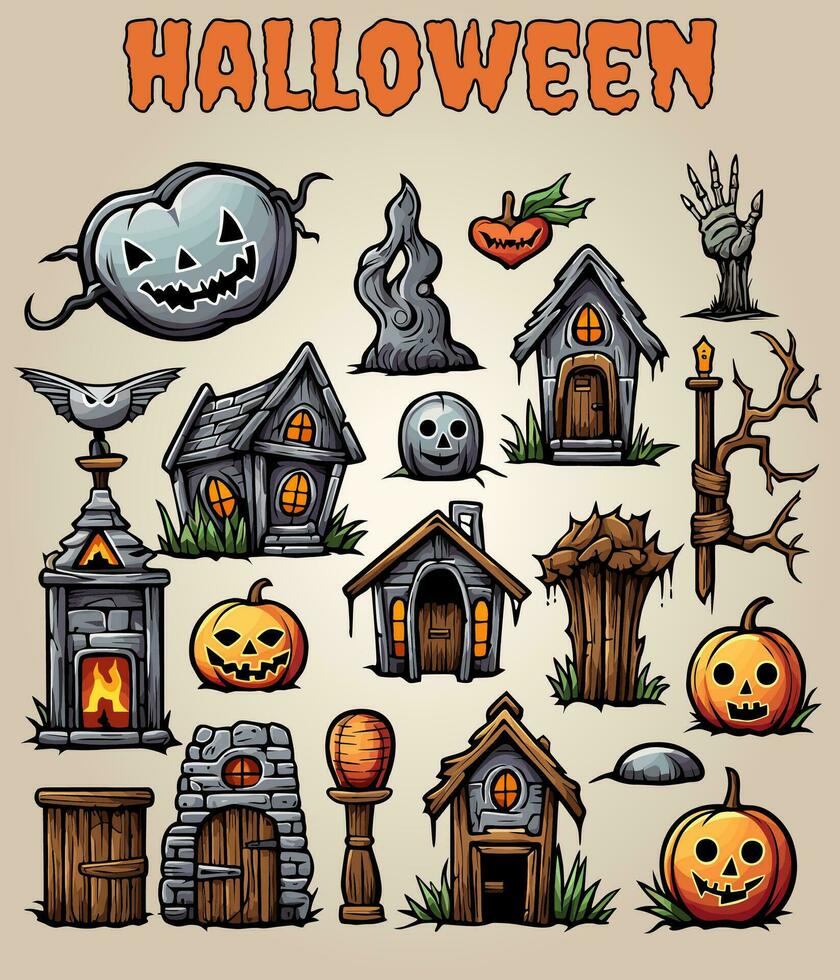 Halloween Collection Spooky Vector Illustrations 9