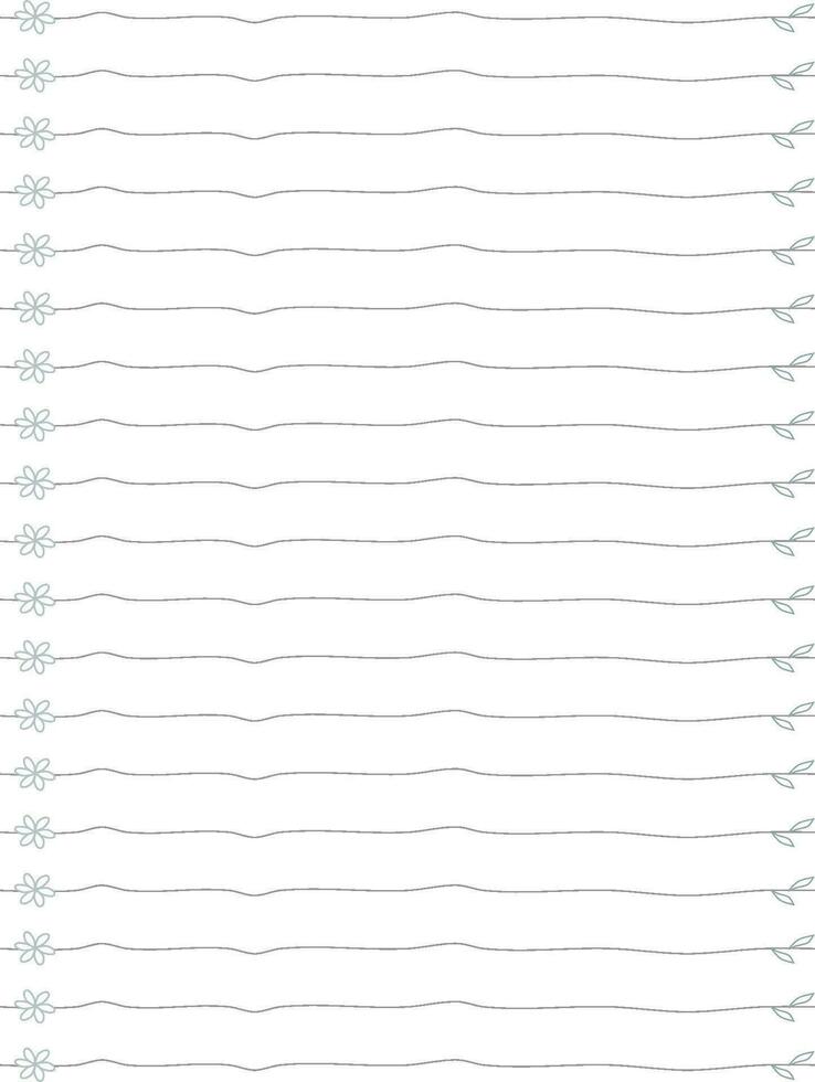 notebook lines template with flowers and leaves pattern. vector