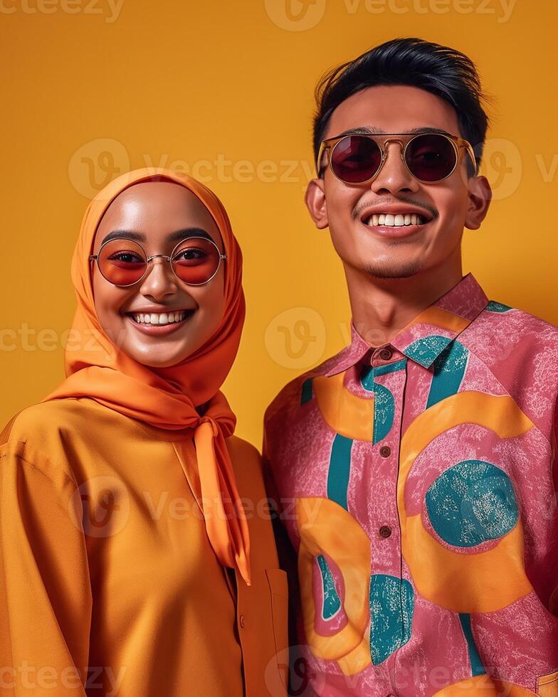 Asian couple of Muslim fashion models photo