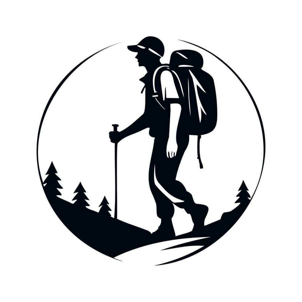 excursionismo al aire libre aventuras logo, vector modelo