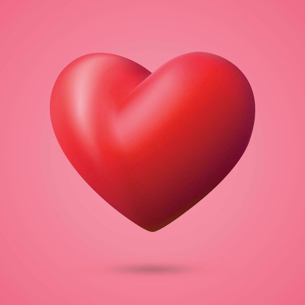 realista 3d rojo corazón diseño icono, amor símbolo. vector