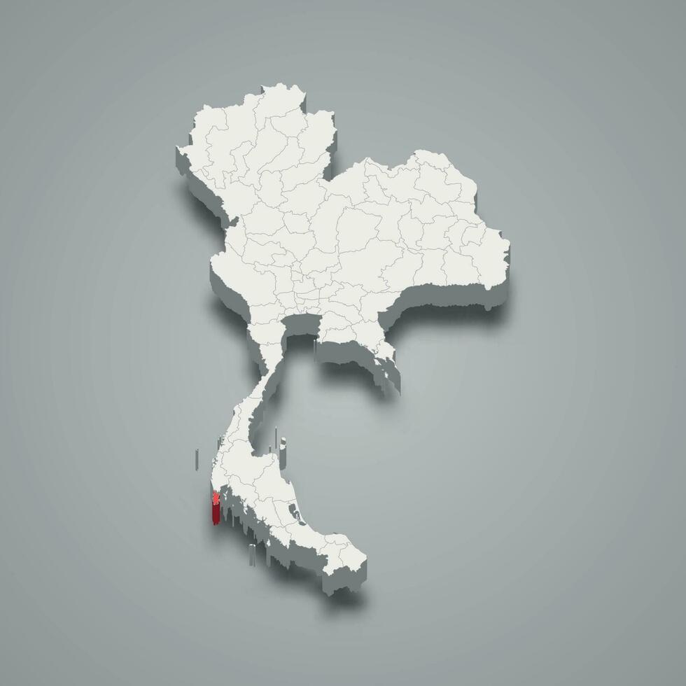 Phuket province location Thailand 3d map vector