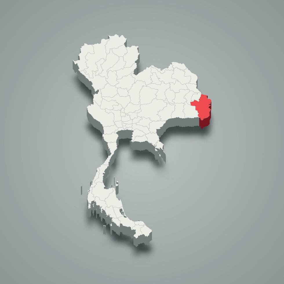 Ubon Ratchathani province location Thailand 3d map vector