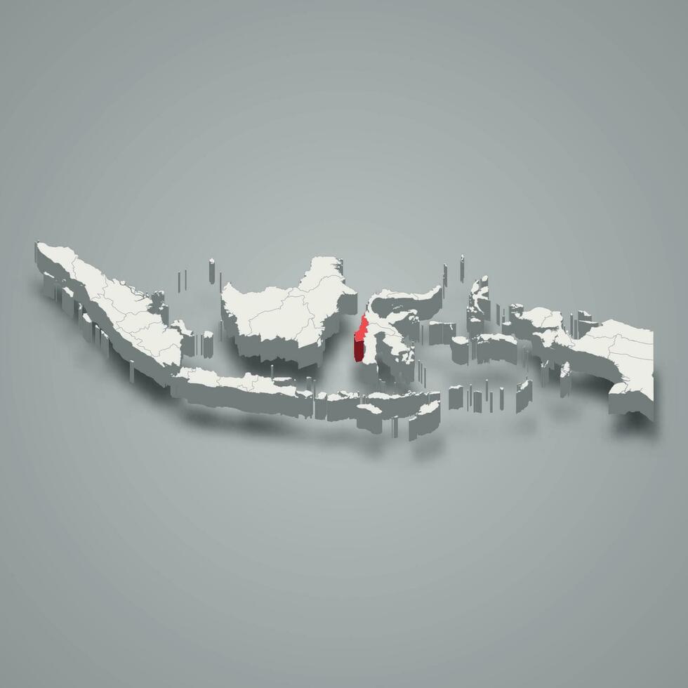 Oeste sulawesi provincia ubicación Indonesia 3d mapa vector