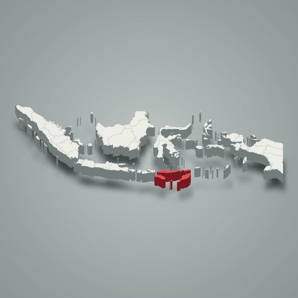 este nusa tenggara provincia ubicación Indonesia 3d mapa vector