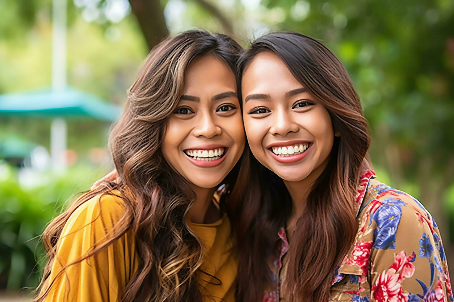 mom selfie with daughter AI generated photo