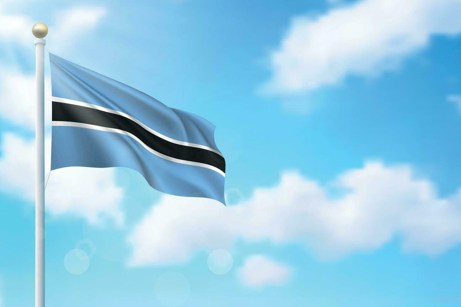 ondulación bandera de Botswana en cielo antecedentes. modelo para independencia vector