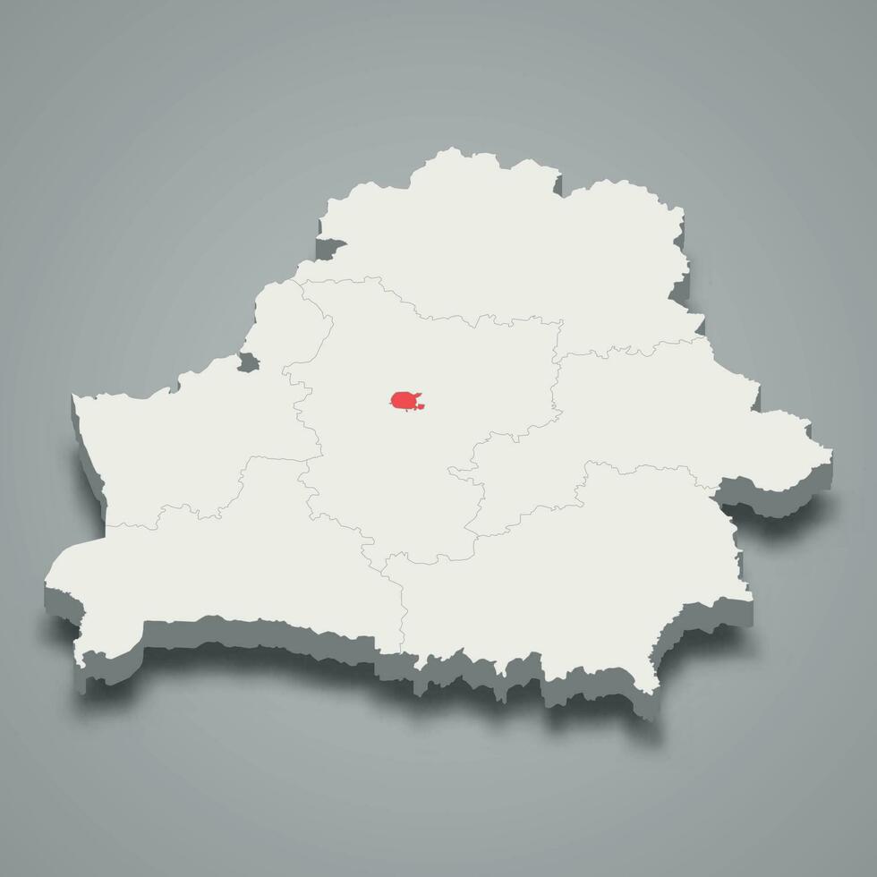 Minsk City region location within Belarus 3d imap vector