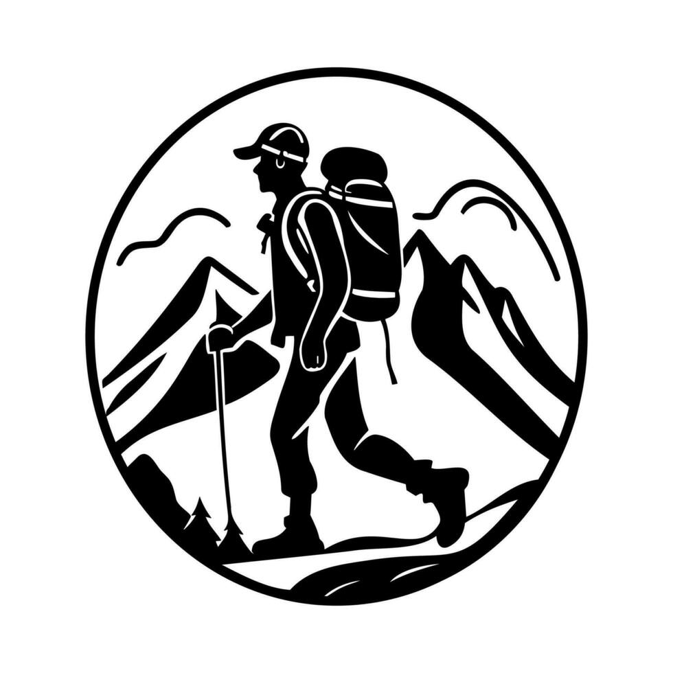 Hiking outdoor adventure logo, Vector template